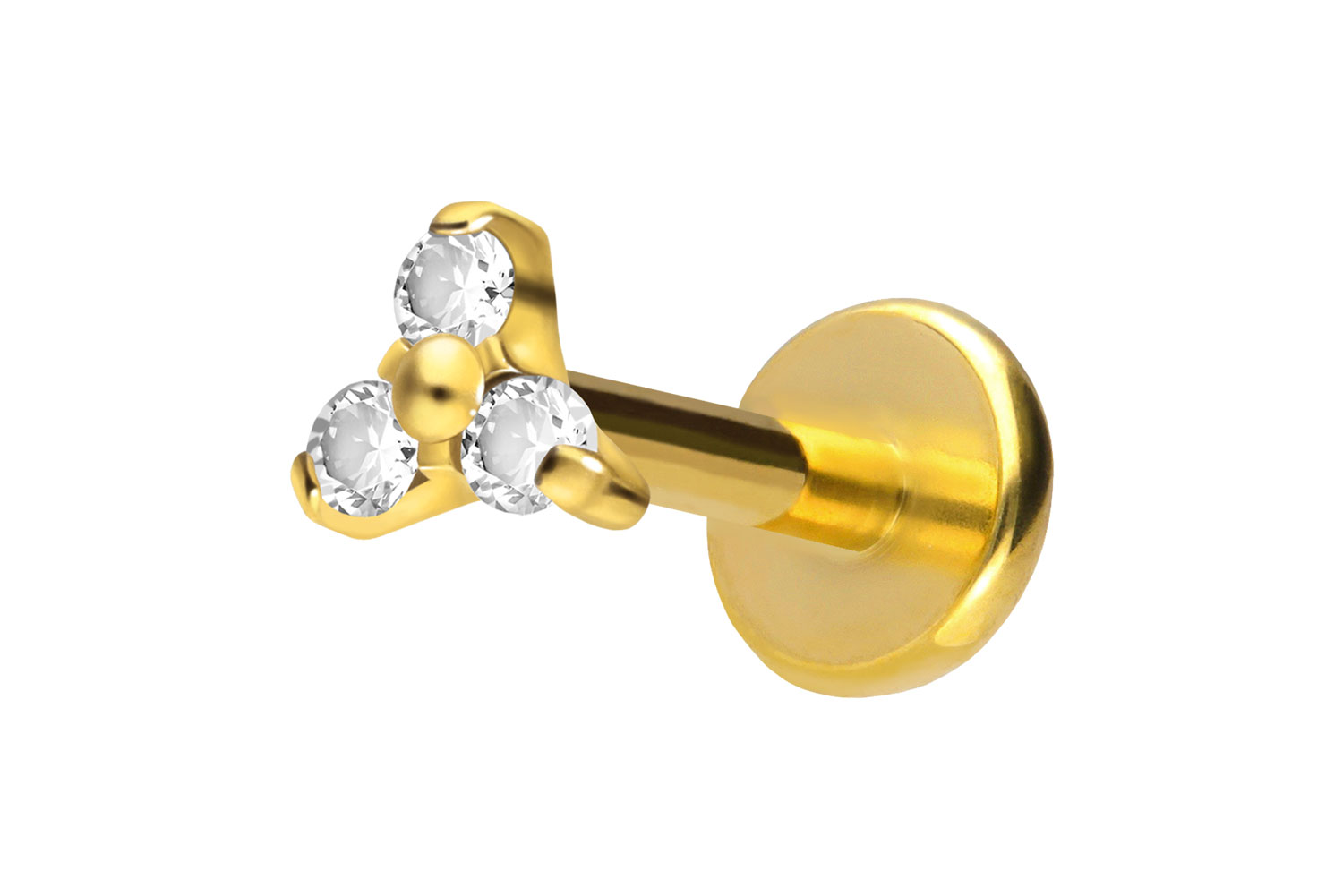 Titan Labret Piercing mit Push Fit KRISTALLBLUME